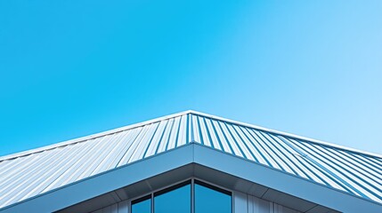 Modern roof with a sleek design and clear blue sky