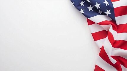 American flag waving proudly against a white background.