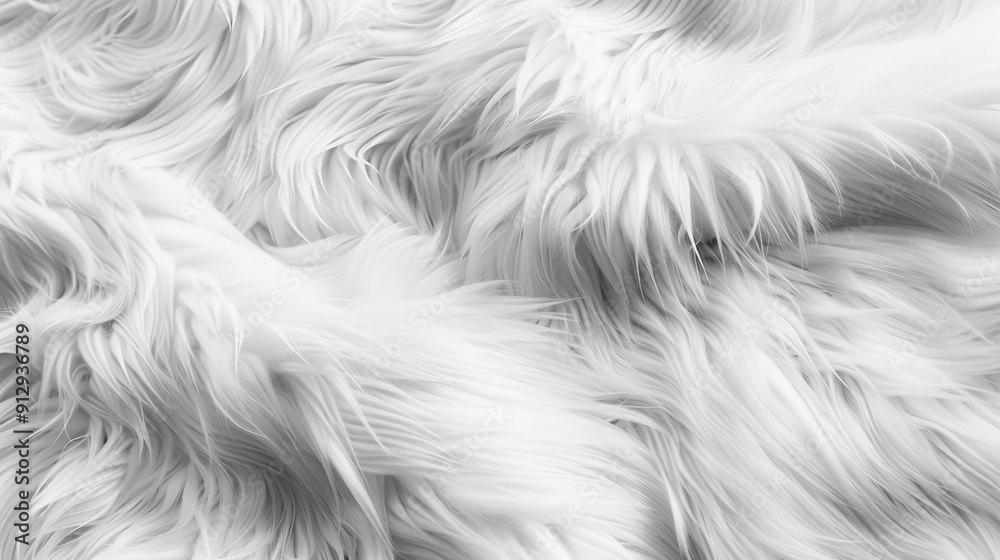 Wall mural detailed texture of fluffy white fur fabric design