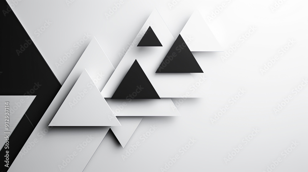 Wall mural abstract background white black triangles modern simple elegant minimal clean design business concep