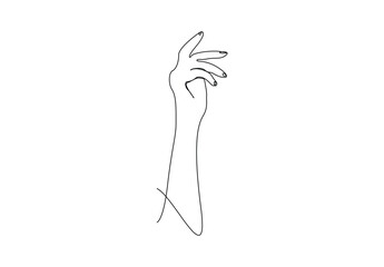 One Line Drawing Woman hand, continuous single line vector design of hand