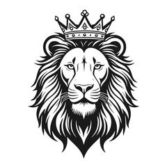 Obraz premium Clean black and white vector silhouette of a Lion isolated on white background
