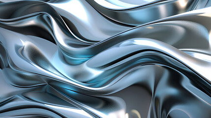 Obraz premium Abstract silver liquid background metallic sheen fluid shapes metallic texture chrome reflection elegant luxury