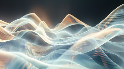 Fototapeta premium Abstract background white flowing waves design data technology science futuristic