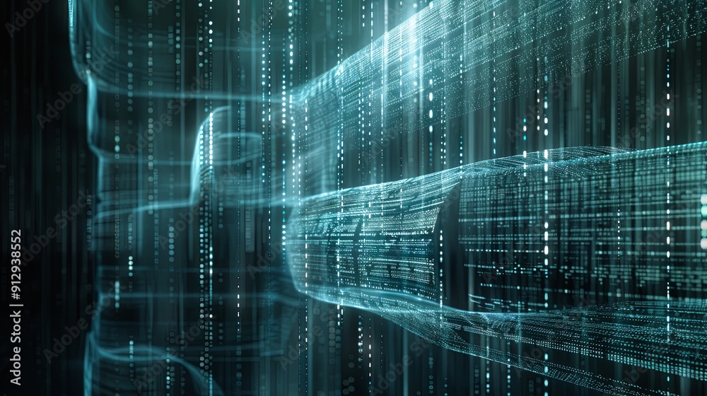 Poster Digital stream data flow information technology concept cyberspace background big data connection network futuristic internet web online digitalization abstract server