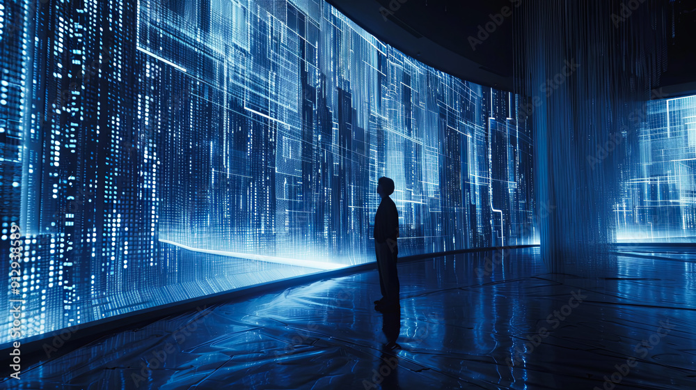 Poster silhouette person data center digital transformation futuristic technology concept abstract backgrou