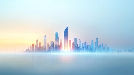 Fototapeta premium Generate a chrome effect illustration of a futuristic cityscape with reflective skyscrapers
