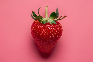 Strawberry on a pink background.
