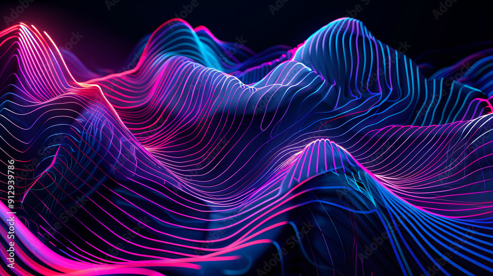 Poster abstract wave pattern digital data flow analysis technology background big data wave of particles cy