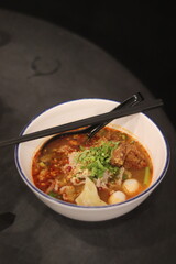 spicy of noodle in the table