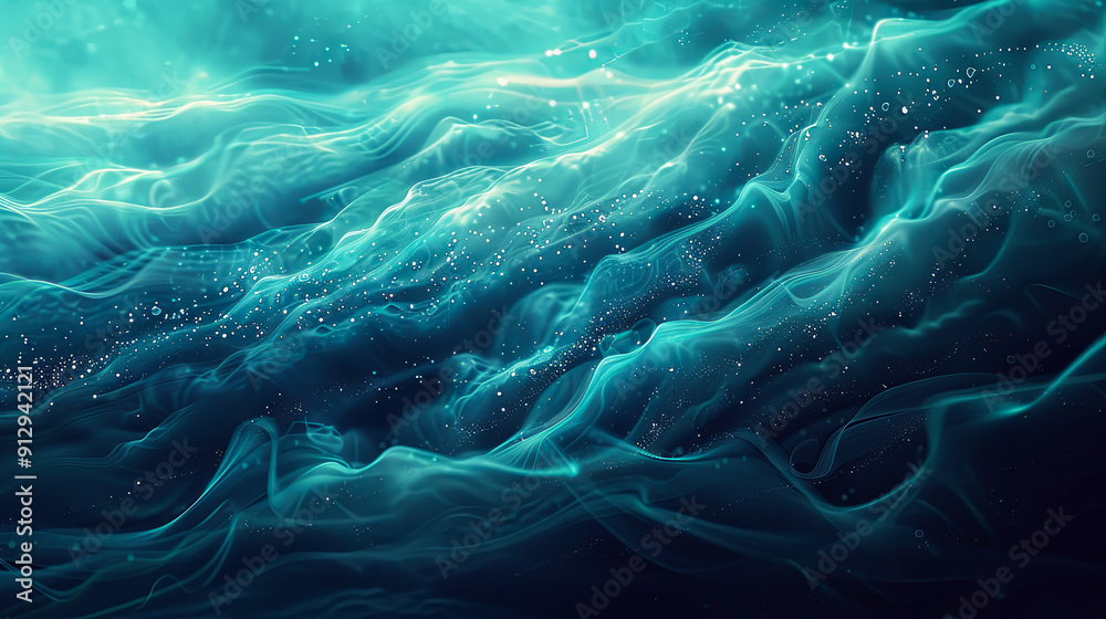 Poster Abstract background with animation of waving and flickering particles digital backdrop technological abstraction with dots and lines big data visualization