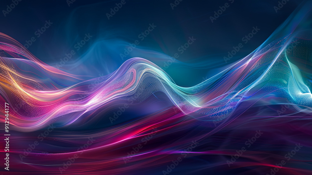 Poster abstract colorful waves background design fluid colorful flow particles background with shining spar