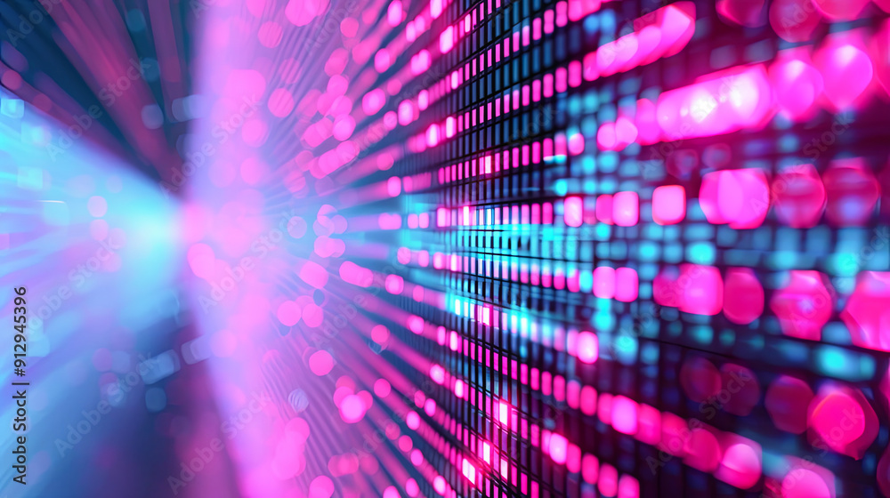 Poster abstract blue pink bokeh background data information transfer futuristic technology digital binary c