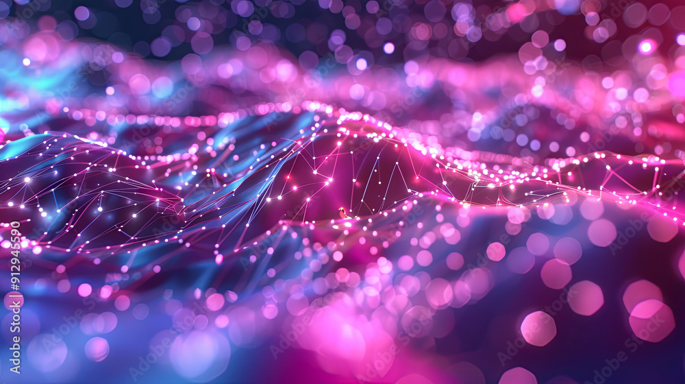 Poster abstract background with plexus network and glowing particles digital technology backdrop big data c