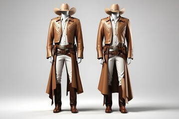 Handsome cowboy costume on white background
