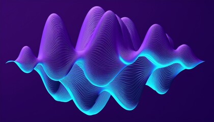Fototapeta premium 3D sound waves forming abstract shapes, 3D background music, creative and modern neon