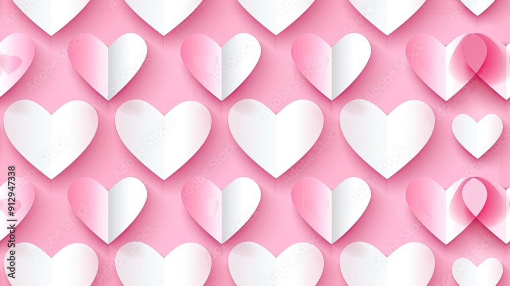 Canvas Prints pink background with pink hearts