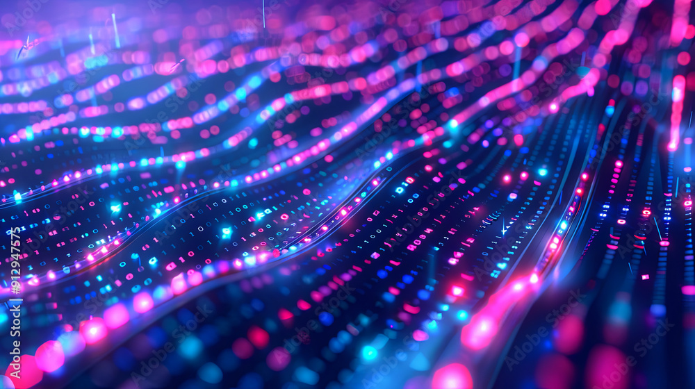 Fototapete Binary code data flow big data information technology concept background digital cyberspace futuristic internet web connection abstract background