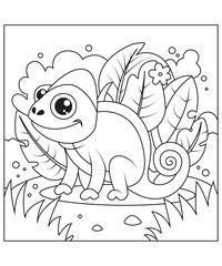chameleon coloring page for kids and adults