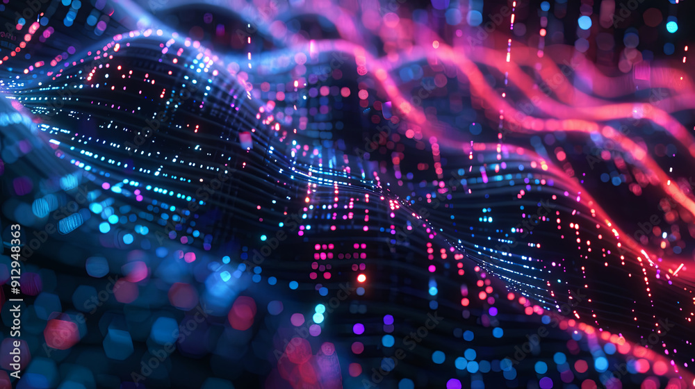 Poster abstract technology background data flow network digital cyberspace futuristic wave information flow
