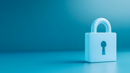 Fototapeta premium A blue padlock symbolizing security and protection on a matching blue background. Ideal for digital privacy and cybersecurity concepts.