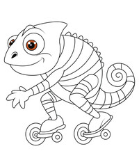 chameleon coloring page for kids and adults