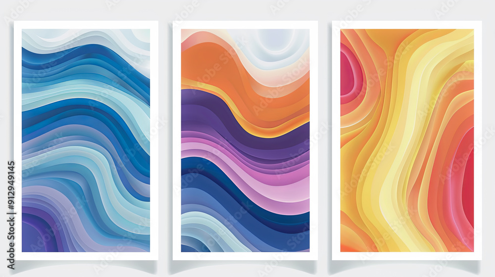 Aufkleber abstract background design with fluid colorful gradient waves composition of dynamic shapes modern d
