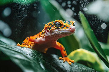 A leopard gecko exploring its terrarium