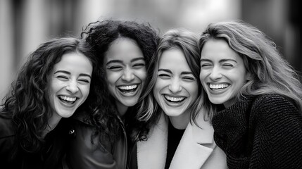 Friends laughing and hugging each other, care about someone, affection