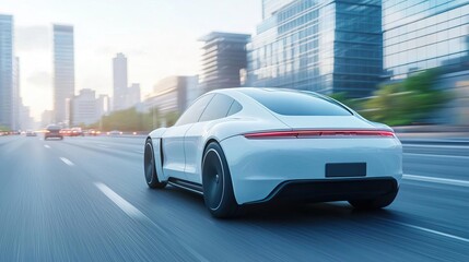 Autonomous vehicles on smart highways, depicting the future of transportation.