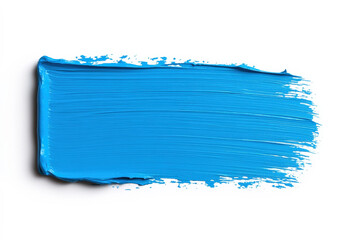 A single blue paint swatch with visible brush strokes on a white background, highlighting a bold and vibrant color.