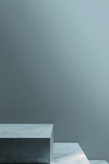 Obraz premium Minimalistic image of blue cement steps showcasing modern and clean architectural design and aesthetic simplicity.