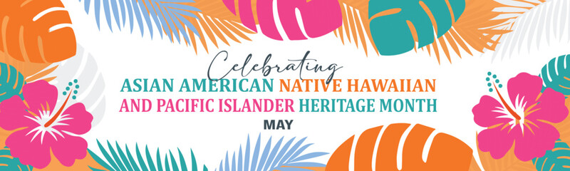 Asian American and Pacific Islander Heritage Month. Vector banner for social media, card, poster