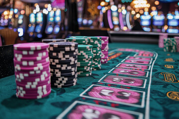 Fototapeta premium Animal Bear plays poker blackjack in a casino, fantasy
