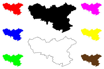 Neunkirchen district (Federal Republic of Germany, State of Saarland, Rural district) map vector illustration, scribble sketch Neunkirchen map
