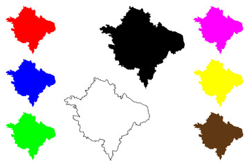 Obraz premium Neumarkt district (Federal Republic of Germany, rural district Upper Palatinate, Free State of Bavaria) map vector illustration, scribble sketch Neumarkt map