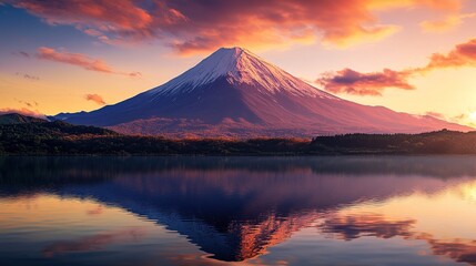 Fototapeta premium mount fuji seen from the ground at cherryblossom park and wildlife with the highest possible resolution and clarity.