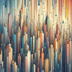 Fototapeta premium Colorful buildings displayed in the form of rain droplets.
