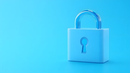 Fototapeta premium Blue lock against a blue background, symbolizing security, privacy, and protection. Perfect for business and technology themes.