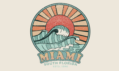 Enjoy beach life. Summer vibes artwork. Surf club design. Big wave artwork. Miami sunshine paradise artwork. Sunshine paradise graphic print design.