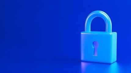 Blue minimalist padlock on a matching background symbolizing security and privacy in digital and physical spaces.