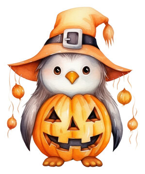 recommend clip art: PNG Penguin wearing pumpkin custume halloween anthropomorphic jack-o'-lantern.
