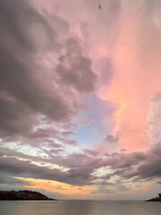 calm pink sunset sky