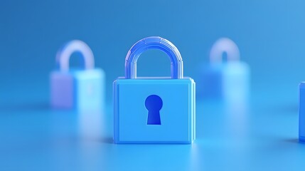 Blue padlock symbolizing security and data protection on a blue background, conceptual image for cybersecurity and privacy measures.
