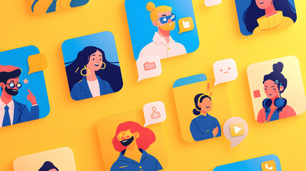Fototapeta premium Multi-person video call scenario