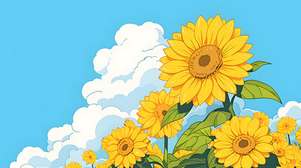 Obraz premium Natural scenery of sunflower field