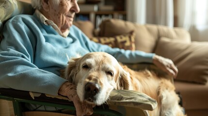 The elderly man and dog