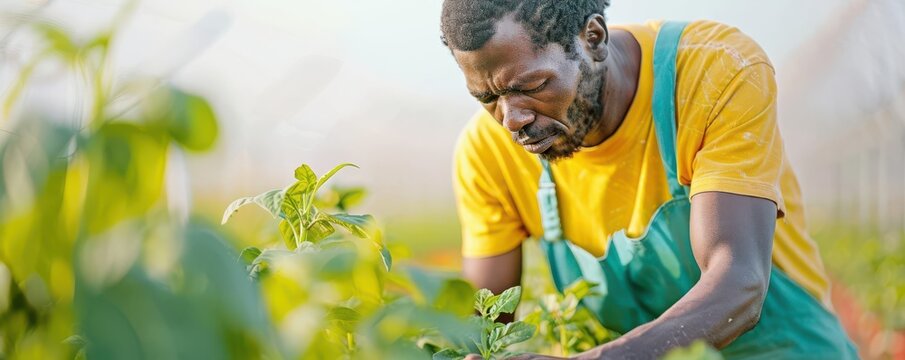 Internee tending to plants in a prison garden, Internee, Nature and rehabilitation