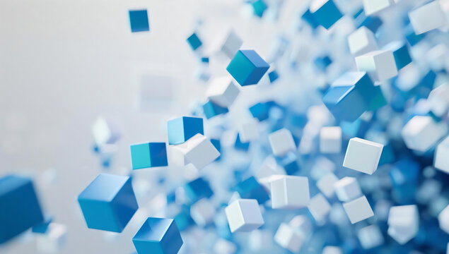 Abstract Blue and White Cubes Background.