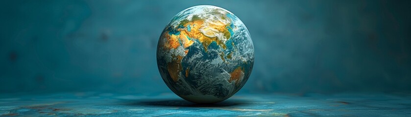 Fototapeta premium Globe with energyefficient technology and sustainable transport minimal icon flat blue background digital art space for Ad